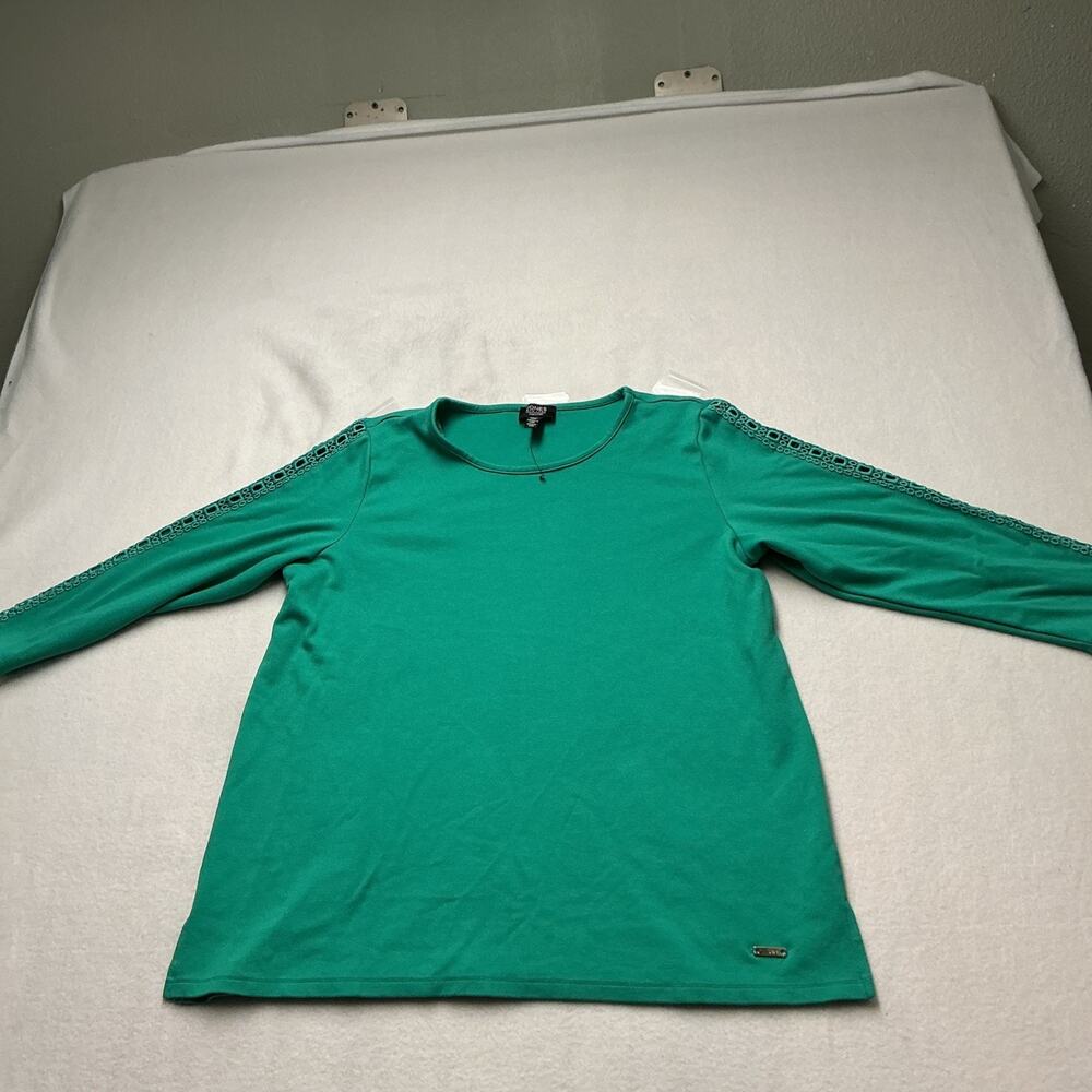 Jones New York Signature Women Window3/4Sleeve Crew Neck Shirt Teal Size L, 3974